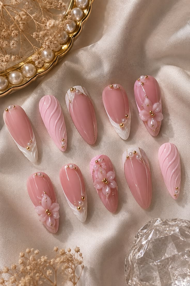 Pink 3D Flower Pearl