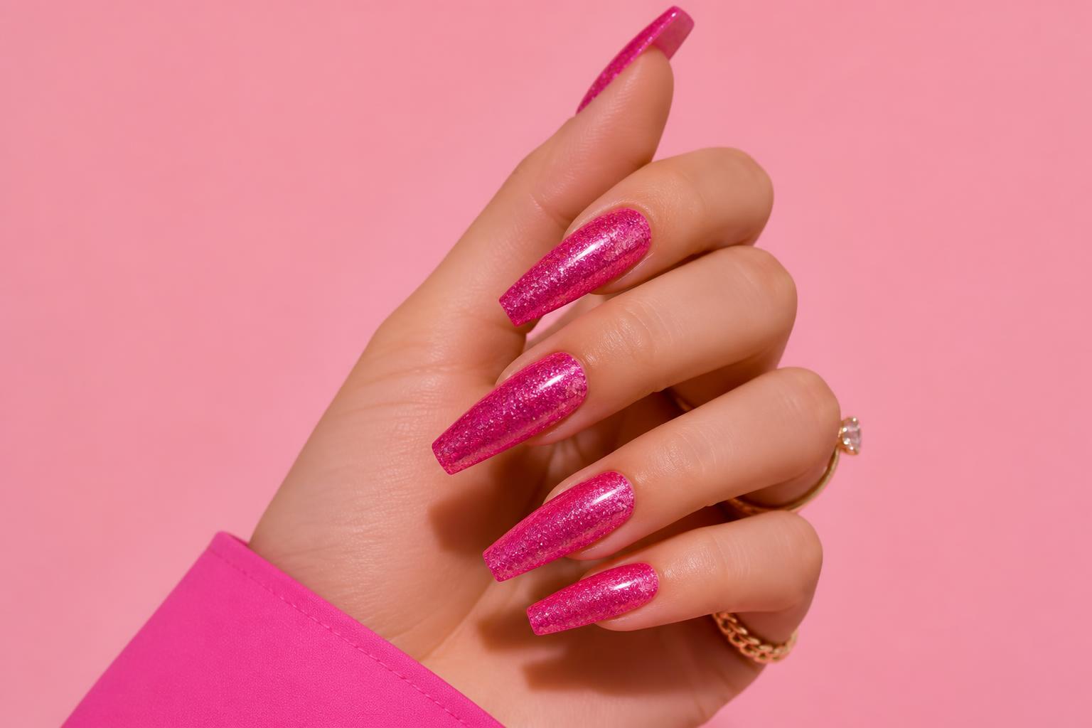 Mano con uñas press-on personalizadas